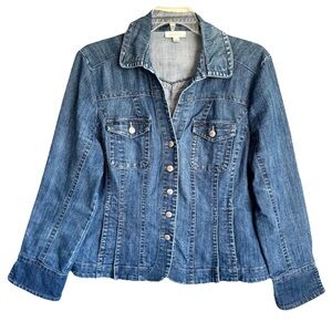 Dress Barn Blue Jean Denim Pleated Jacket